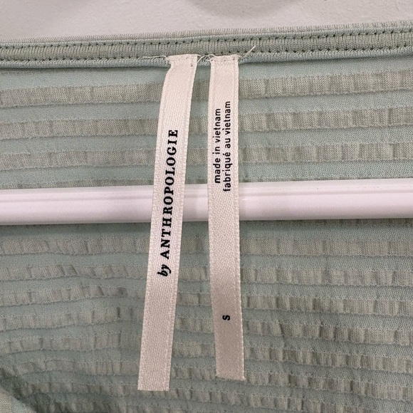 Anthropologie Rebecca Long Sleeve Smocked Waist Peasant Top Mint Green Size S - Picture 3 of 12